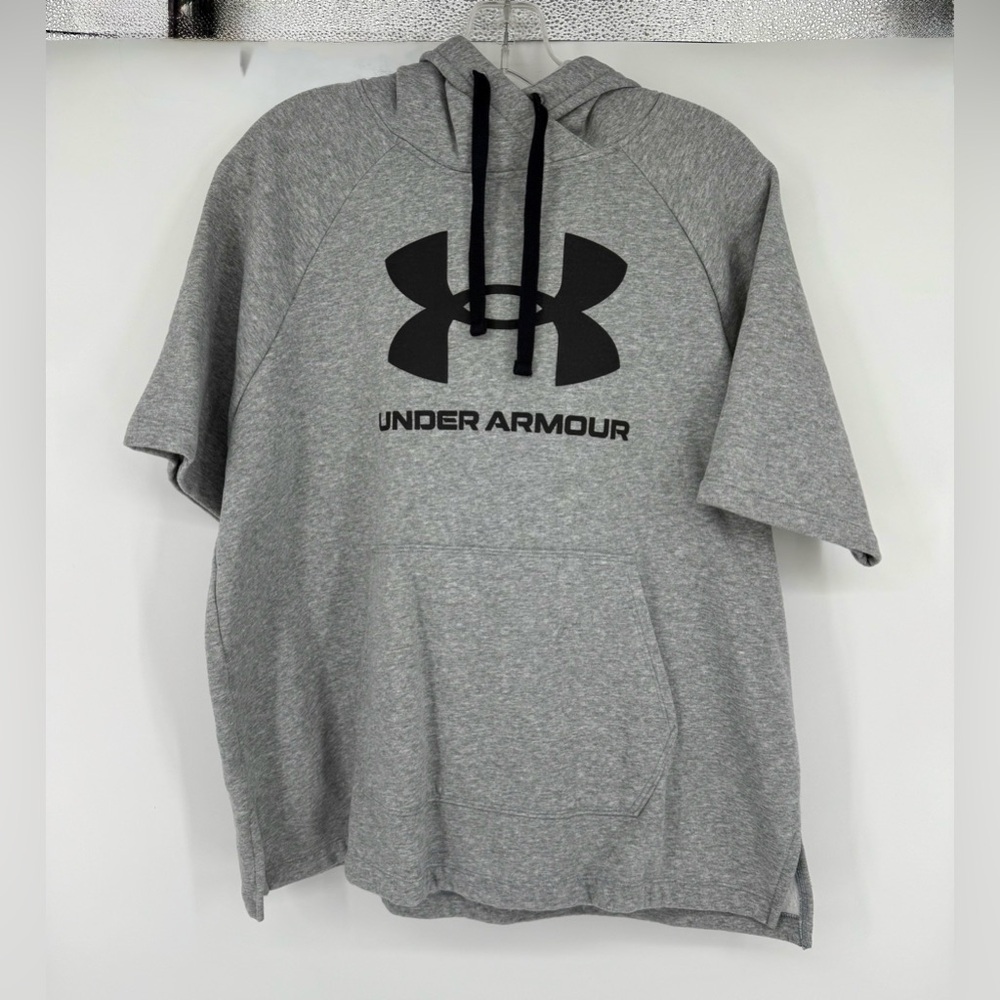 Under Armour Heather Gray Hoodie with Black Logo - Picture 1 of 6